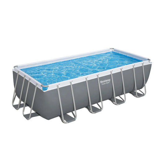 KTX-470931 Bestway 56670 Power Steel Rectangle Above Ground Swimming Pool 4.88m x 2.44m x 1.22m