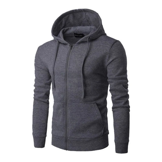 KTX-292947 Men's New Solid Color Hooded Zipper Sweater Slim With Hoodie Youth Sports Casual Jacket Men's Hip-hop Pullover Shirt