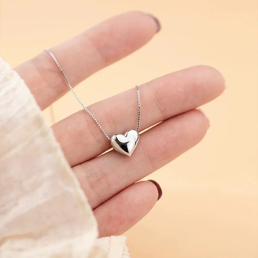 KTX-674963 New Fashion Design S925 Silver 3D Love Heart Pendant Necklace for Women Fine 925 Silver Jewelry Wholesale