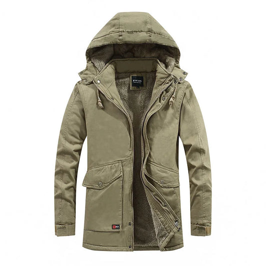 KTX-636435 Men's Jackets Winter Mid-Length Plush Thick Coat Warm Cotton Jacket Work Bomber Jacket Made Men's Coats