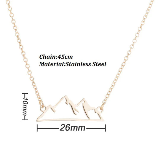KTX-002643 Fashion 18k Gold Plated Chain Statement Necklace Waterproof Stainless Steel Hill Mountain Pendant Necklace for Women Gift