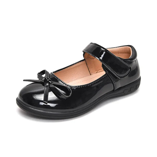 KTX-213907 Factory Price Wholesale Kids Teenager Student School Black Shoes Formal Uniform Leather Flat Design for All Winter Spring