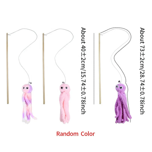 KTX-948435 Interactive Cat Teaser Wand Toy with Plush and Ribbon, 40cm