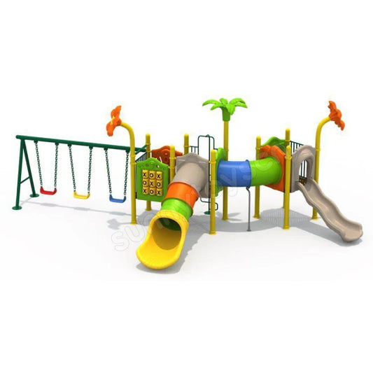 KTX-282643 Children's Wooden Outdoor Climber Slide and Sensory Playset for Ages 9 Months to 6 Years
