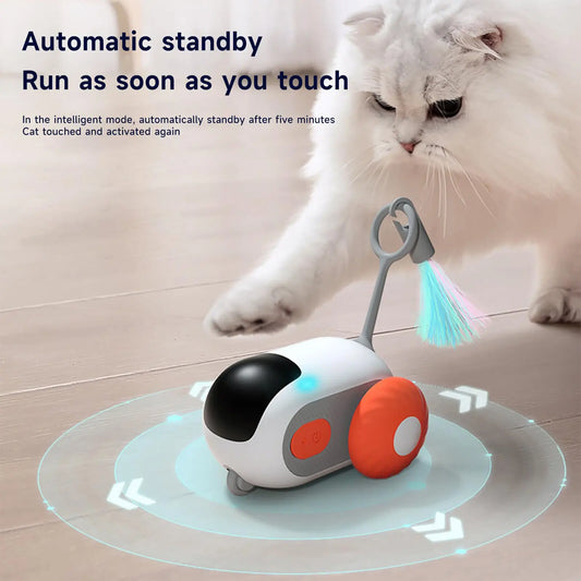 KTX-391379 Interactive Electric Cat Toy with Gravity Roll Feature and Feather Teaser