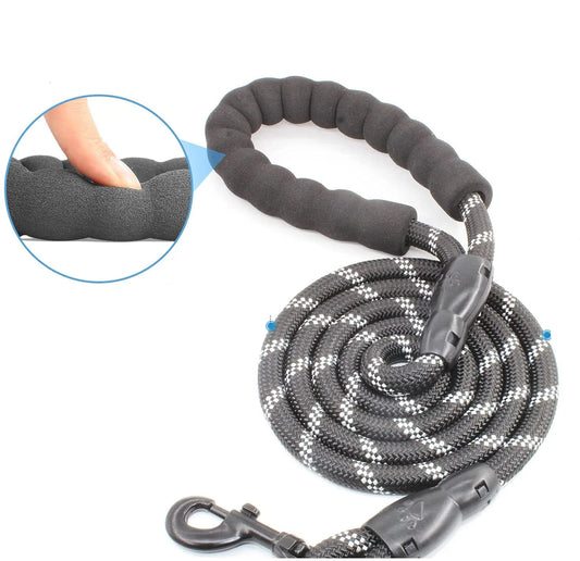 KTX-420691 Durable Nylon Dog Leash with Poop Bag Holder - Available in 4ft, 5ft, 6ft, and 7ft