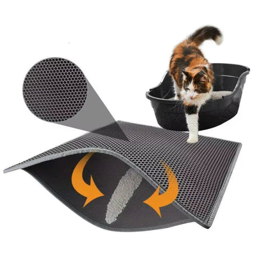 KTX-848979 Eco-Friendly Double Layer Waterproof Cat Litter Mat with Detachable EVA Design