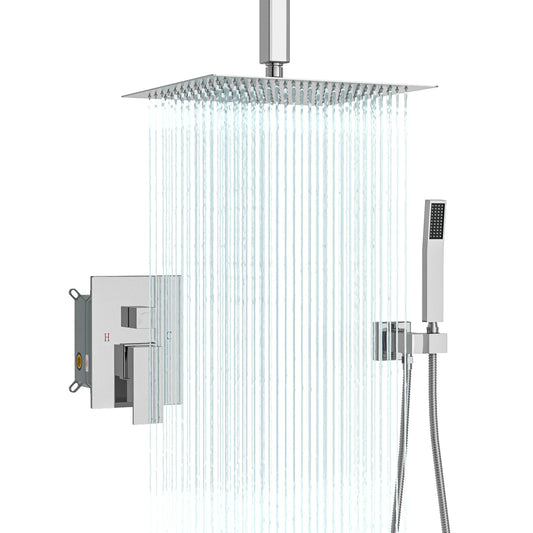 KTX-048403 16-Inch Rainfall Shower Head & Handheld Shower Faucet Combo Set, Ceiling Mounted for Luxurious Bath Experience
