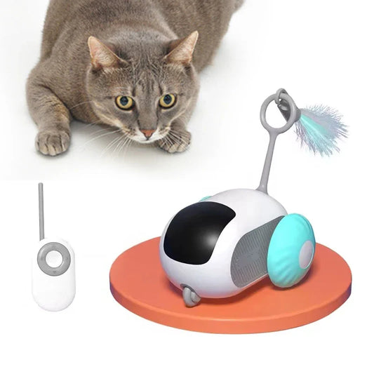 KTX-391379 Interactive Electric Cat Toy with Gravity Roll Feature and Feather Teaser