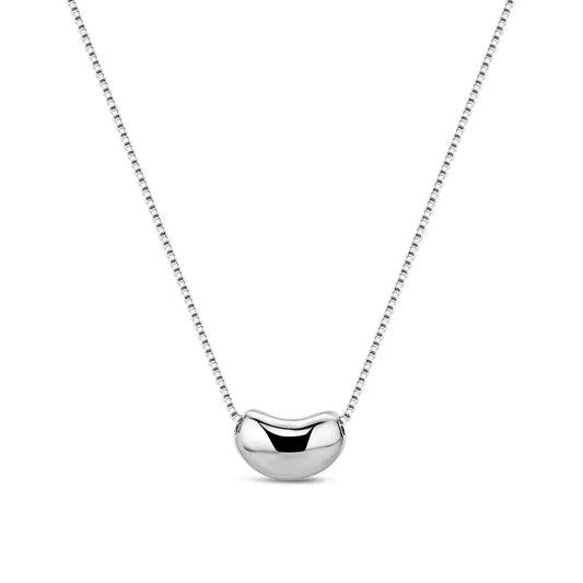 KTX-543891 S925 Sterling Silver Coffee Bean Pendant 18K Gold Plated Summer Simple Link Chain Necklace Jewelry for Women