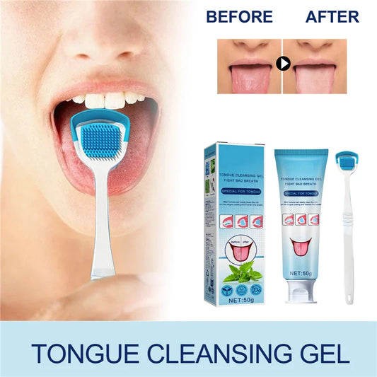 KTX-766291 Tongue Cleaner with Deep Cleaning Gel and Brush for Oral Health and Bacterial Reduction