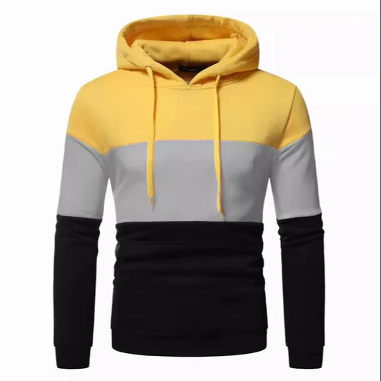 KTX-358483 Men's Custom Sweatshirt Autumn and Winter 3 Color Splicing Pullover Hooded Casual Sweatshirt Set