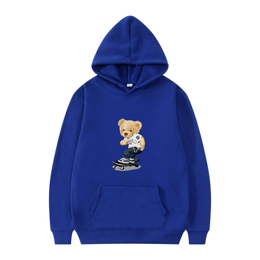 KTX-489555 Customized Men's Bear Sweatshirt Autumn and Winter Hooded Fashion Pullover Sweatshirt Sports Casual Printed Peplum Jacket