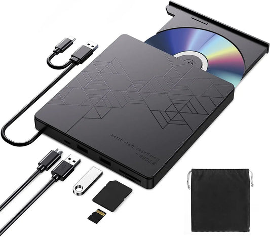 KTX-517843 Ultra Slim Type C/USB DVD RW Drive with SD/TF Ports for Laptop and Desktop
