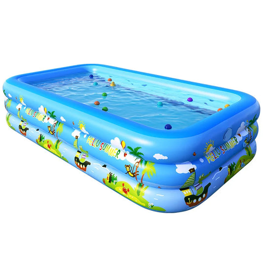 KTX-651731 Inflatable Rectangular Swimming Pool for Kids and Adults, Portable Outdoor Water Fun