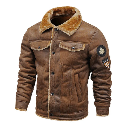 KTX-407059 Fur and Fur Integrated Men's Fur Collar and Plush Warm Windproof Jacket Jacket