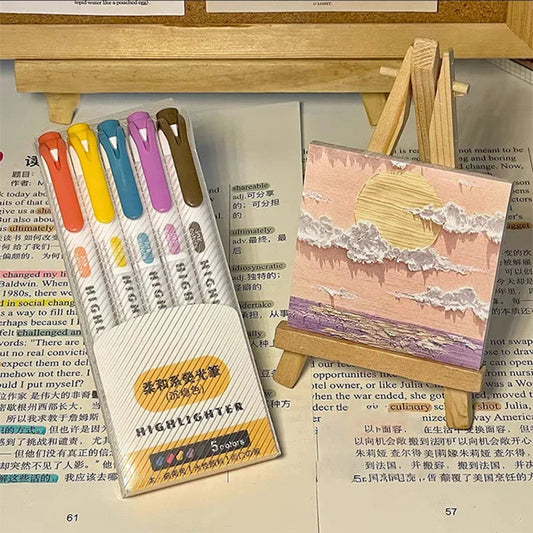 KTX-038291 Pastel Highlighter Set with Oblique Brush Tips - 15 Colour School Stationery