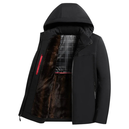 KTX-079379 Customized Men's Parka Winter Thickened Padded Men's Cotton Jacket Tops Large Size Warm Fashion Black Jacket