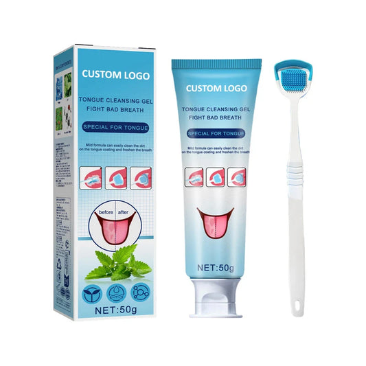 KTX-766291 Tongue Cleaner with Deep Cleaning Gel and Brush for Oral Health and Bacterial Reduction
