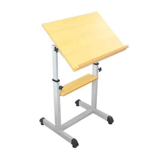 KTX-665491 Adjustable Trapezoid Art Desk and Chair Set for Classroom Use in Grey