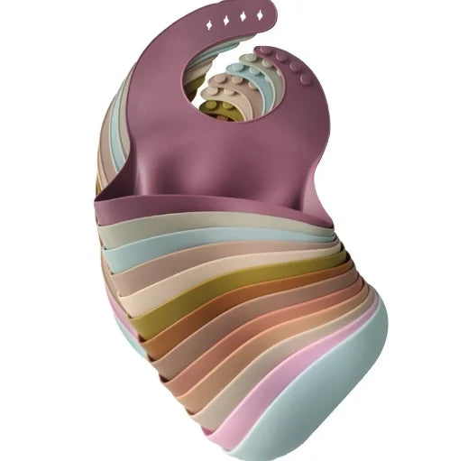 KTX-785619 Baby Bibs with PU Fabric Silicon Soft Mommy Loving Infants & Toddlers for Feeding Waterproof Warm Washable