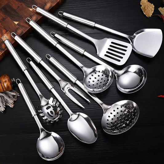 KTX-342995 Stainless Steel 10-Piece Cooking Utensil Set with Ladle, Spoon, and Fork