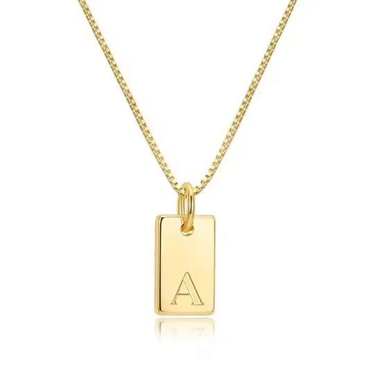 KTX-511123 Bar Necklace Blank Pendant for Engrave Custom Necklace Letters Gold Pated Letter Necklace Custom Moissanite Pendant