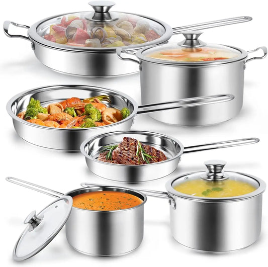 KTX-703443 Stainless Steel Casserole Set - Durable Cookware for Efficient Cooking Pots and Pans