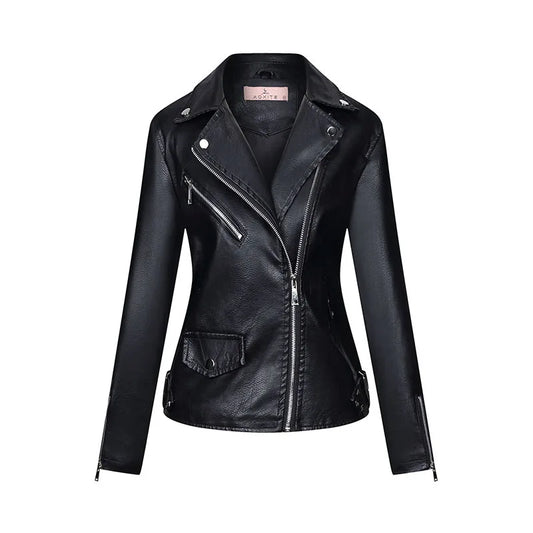 KTX-078227 Women's Fall/Winter European American Temperament Jacket PU Leather With Zipper Women's Clothing Jacket Custom