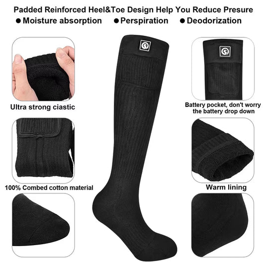 KTX-487891 Men's Electric Heating Socks with Far Infrared Fiber and Anti-Slip Design, Cotton-Spandex Blend