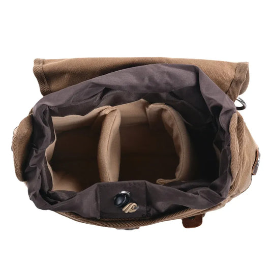 KTX-040339 Retro Messenger Bag for Men, Waterproof Batik Canvas and Cowhide Leather Photography Crossbody Bag, Multiple Color Options