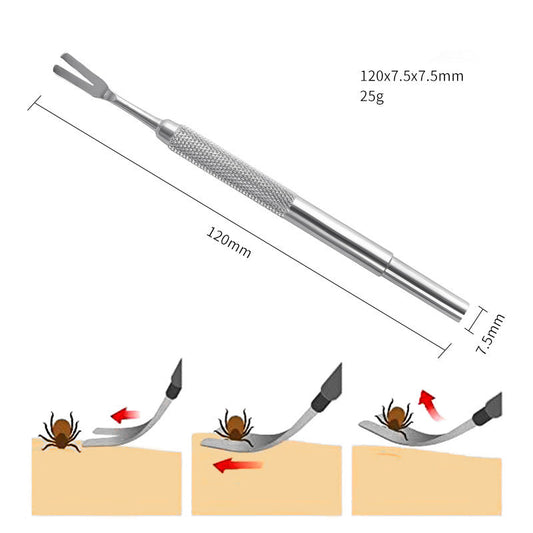 JMT-022474 Professional Stainless Steel Tick Removal Tool for Cats and Dogs