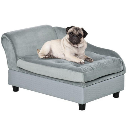 JMT-023114 Luxury Small Dog Bed with Hidden Storage and Soft Foam Cushion for Comfort, Modern Pet Furniture in Grey