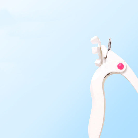 JMT-024266 U-Shaped Nail Art Scissors, Turntable Cutting Tool for French Fake Nails - White and Rose Red Options