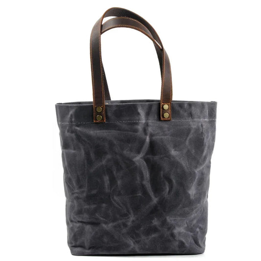 KTX-807699 Vintage Women's Waterproof Handbag in Waxed Canvas and Leather - Classic Shoulder Bag