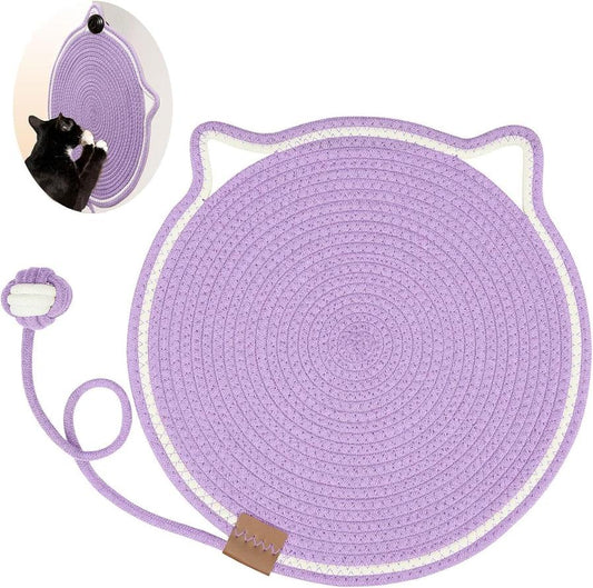 JMT-060490 Braided Cotton Rope Cat Scratching Mat with Integrated Toy Ball - Washable & Durable Design for Furniture Protection