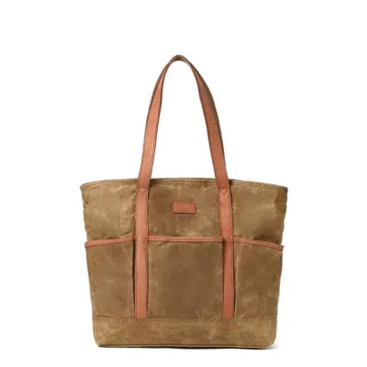 KTX-086803 Vintage Waxed Canvas Large Capacity Shoulder Bag with Leather Accents