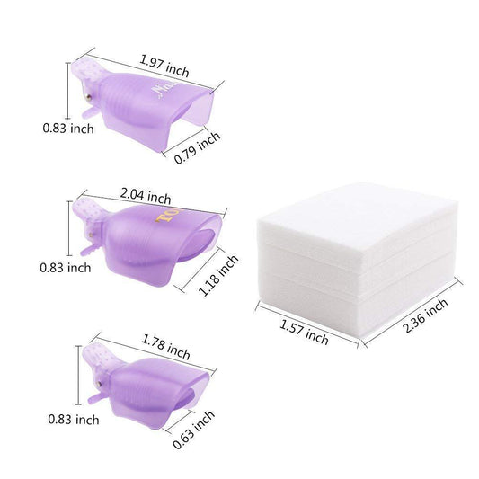 JMT-089802 Nail Remover Clips Set with Nail Polish Remover and Scrubbing Cotton for Easy Artificial Nail Removal