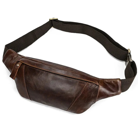 KTX-353363 Genuine Leather Crossbody Chest Bag in Brown Vintage Cowhide for Men and Women