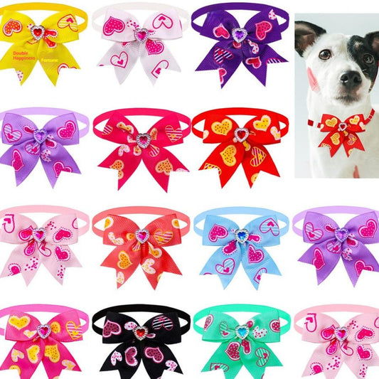 JMT-120778 Pet Love Candy Color Diamond Bow Tie for Pets - Polyester Spring & Autumn Accessory