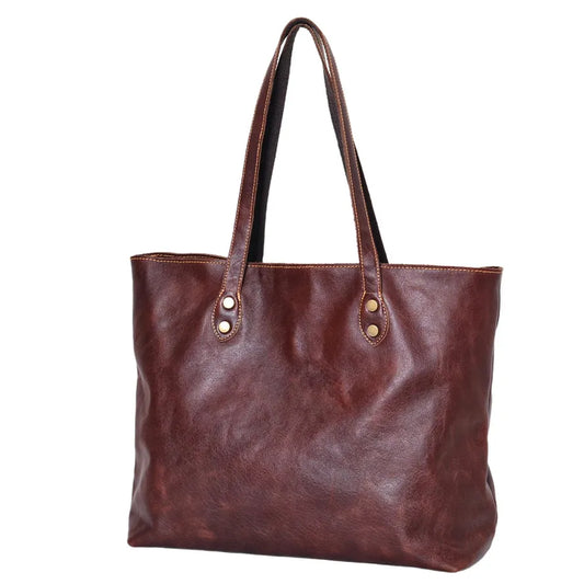 KTX-054035 Custom Vintage Genuine Leather Tote Bag for All Seasons