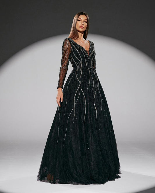KTX-216211 Elegant Black Evening Dress - Model 0065 for Sophisticated Occasions