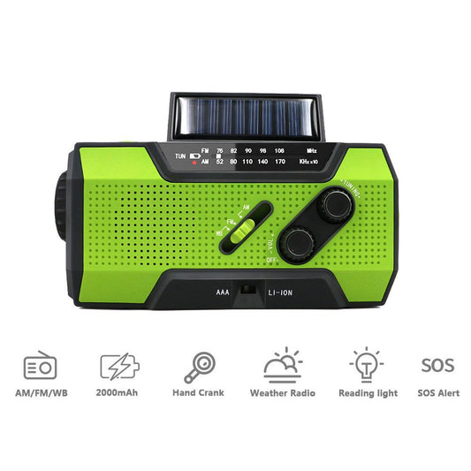 KTX-912211 Hand Crank Solar-Powered Emergency Radio with USB Charging and LED Flashlight