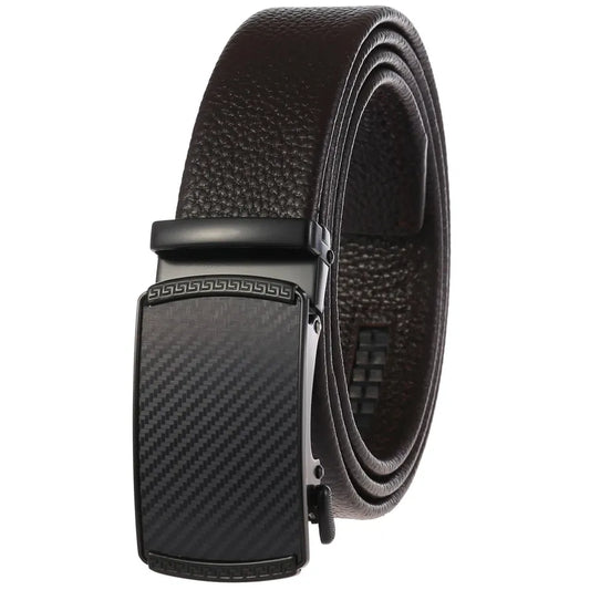KTX-994899 Men's Automatic Buckle Belt in First Layer Leather, Model LY36-0191-5