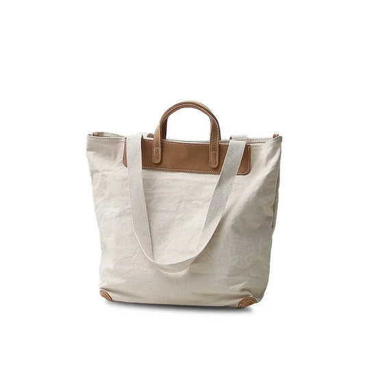 KTX-267603 Large Capacity One Shoulder Handbag with Cowhide Splicing in Japanese Style