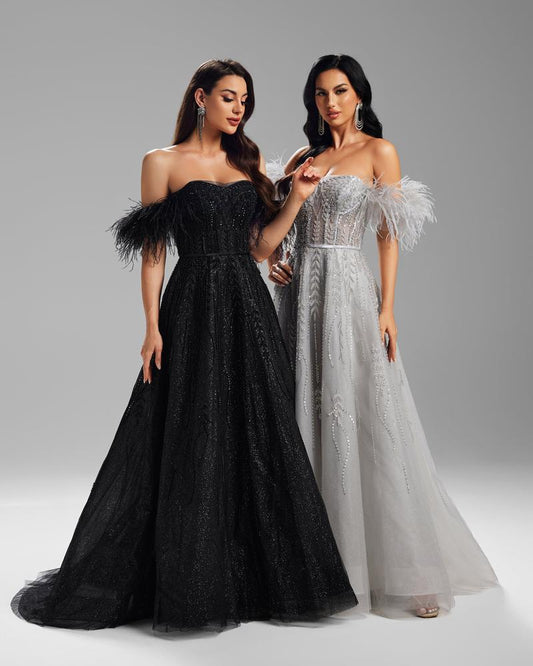 KTX-757459 Sophisticated Black Evening Gown for Women - Model EZ25008