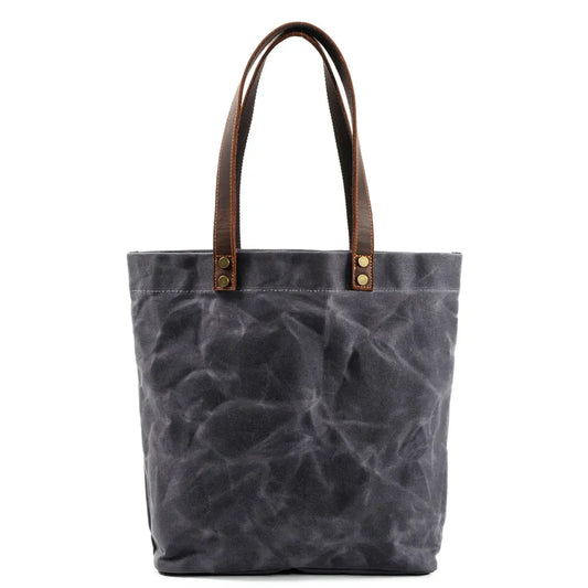 KTX-742163 Waterproof Waxed Canvas Women's Shoulder Handbag with Large Capacity and Retro Style