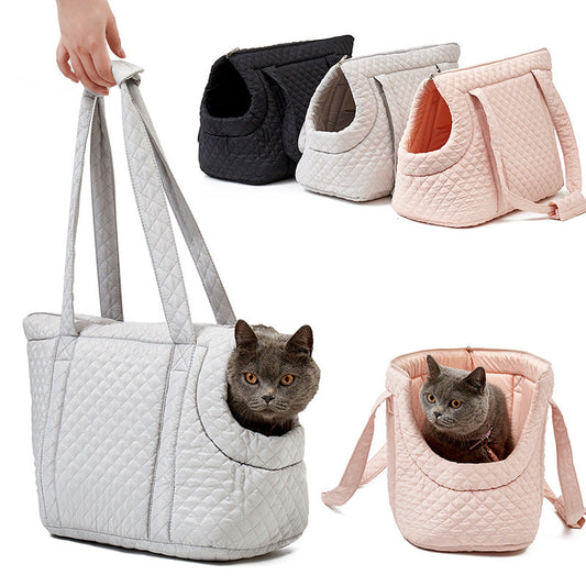 JMT-218506 Korean Style Quilted Pet Carrier Bag for Cats and Small Animals - Portable and Stylish Travel Design