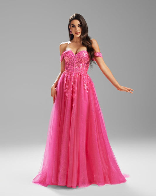 KTX-150675 Elegant Pink Evening Dress for Special Occasions - Model EZ25002