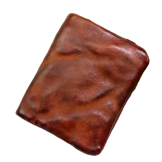 KTX-448403 Vintage Vegetable Tanned Leather Multi-Card Zipper Wallet for Men